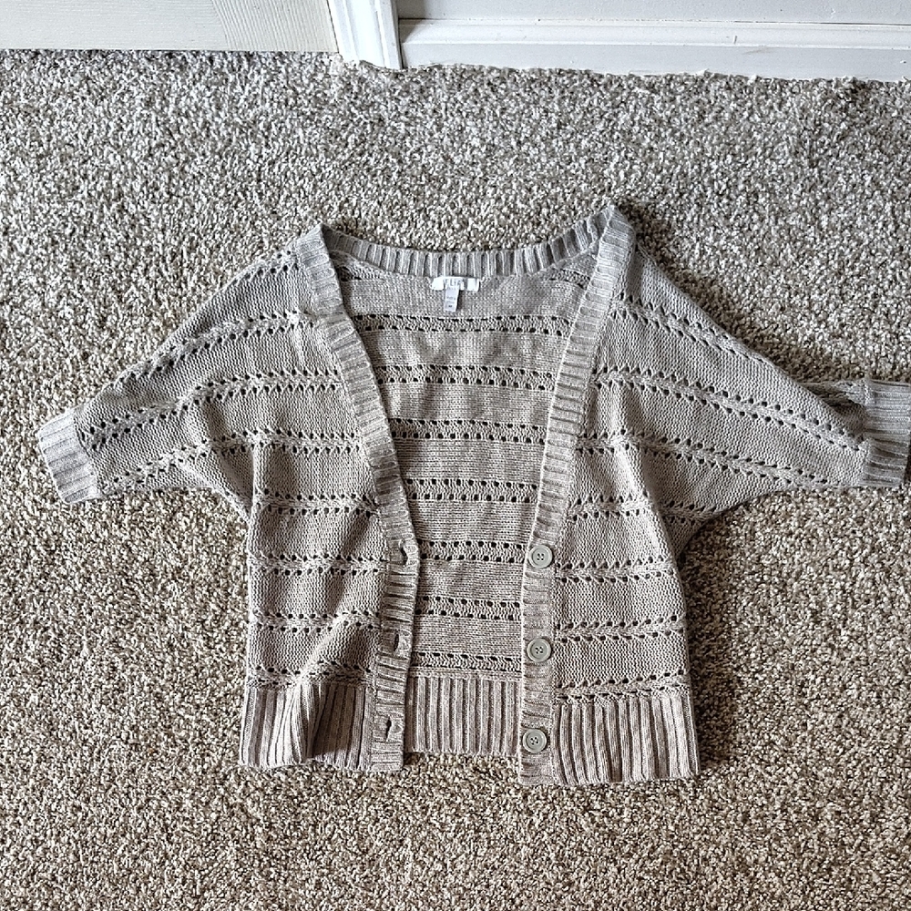 dELiA*s Gray Cardigan Sweater with Ribbed Knit